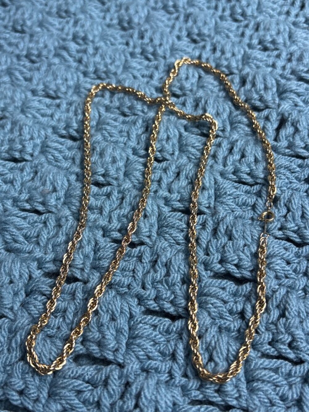 Vintage Goldtone Twisted Chain Necklace Spring Ring Clasp 29 inches Marked Korea